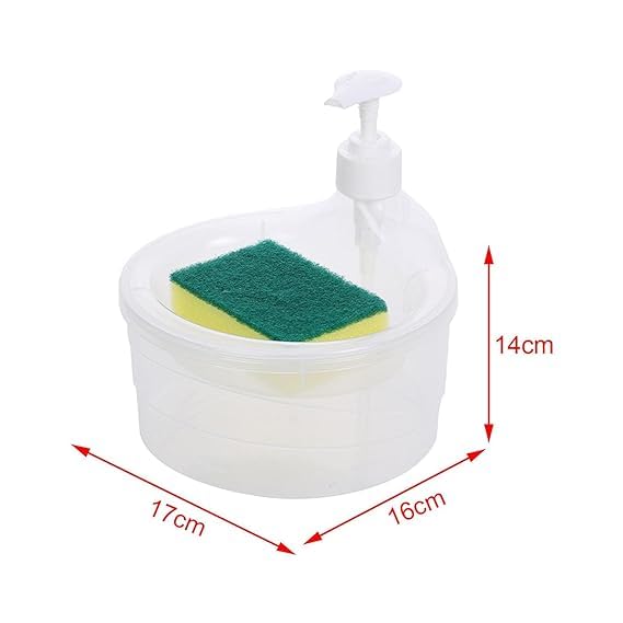 Kitchen Soap Dispenser 2 in 1 - Dual-Sided Design - White - 15 x 16 x 17 CM