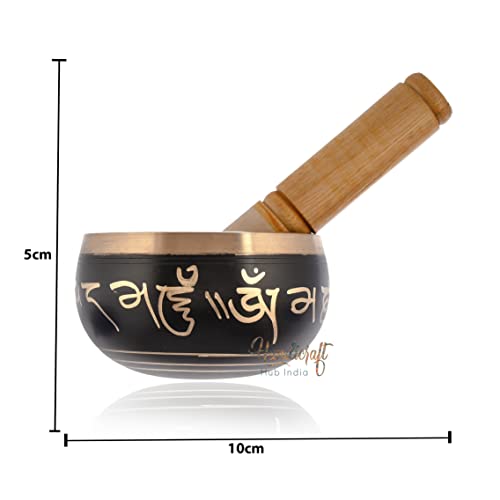 Singing Bowl Meditation Instrument with Wooden Stick - Black - 10 cm x 5 cm