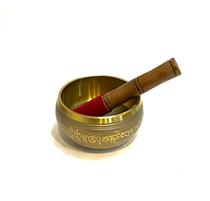 Tibetan Singing Bowl Antique Meditation Bowl Brass 11x11x6 cm