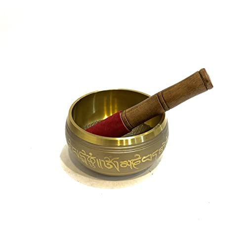 Tibetan Singing Bowl Antique Meditation Bowl Brass 11x11x6 cm
