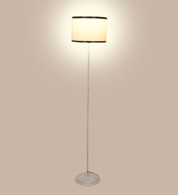 Metal Floor Lamp - Foldable Design - Black Stripe Shade - Adjustable Light - Modern Home Decor