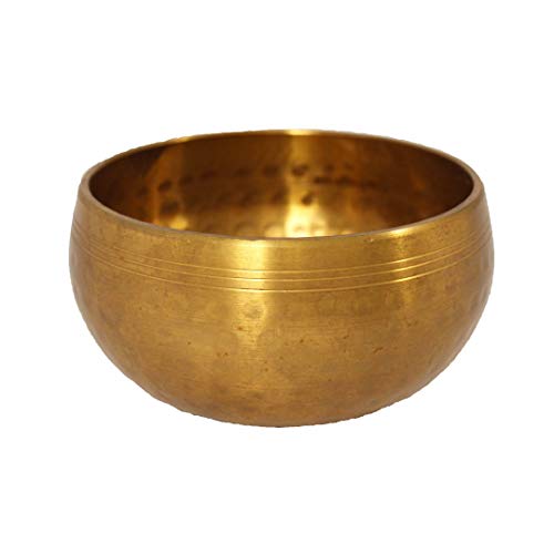 Singing Bowl with Mantras - Metal Brass - Brown-Gold - 3.5 inch