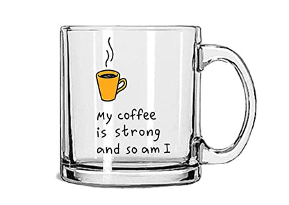 Coffee Mug with Quote - Transparent Glass - 330ml - Unique Design