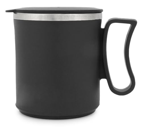 Coffee Mug Double Walled Stainless Steel Black Insulated with Lid