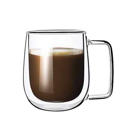 Double Wall Coffee Mug - 290ML - Borosilicate Glass - Handcrafted - Crystal Clear Finish