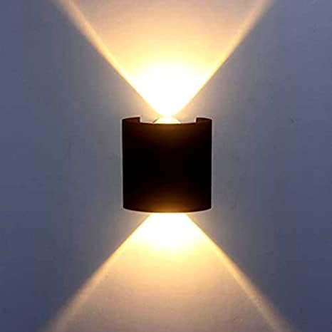 LED Wall Light Up Down Fixture Waterproof Metal Oval Warm White 2W IP65 2 Ray