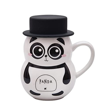 Ceramic Coffee Mug with Funny Lid - Panda Design - 330 ml (11 oz) - 3.25 inch Diameter, 3.75 inch Height