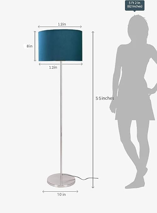 Floor Lamp Modern Taper Shade Blue Stainless Steel 12 Inches