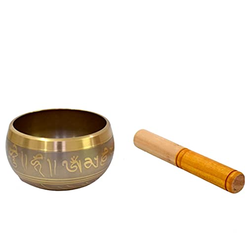 Singing Bowl | Tibetan Buddhist Meditation Instrument | Yellow | Music Therapy | 15 cm