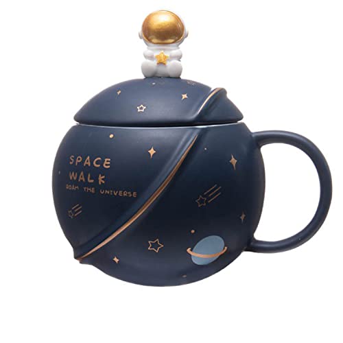 Coffee Mug 3D Creative Astronaut Planet Design Ceramic Dark Blue 400ml