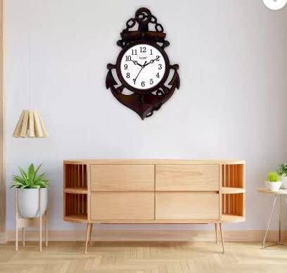 Kadio Analog Wall Clock 39 cm x 26 cm Black Plastic Frame with Glass