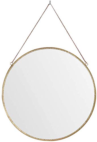Round Framed Wall Mirror with Vintage Design in Gold - 30 cm