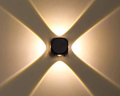 LED Wall Light 4 Way Splitter Warm White Aluminium IP-65 Rainproof 240V