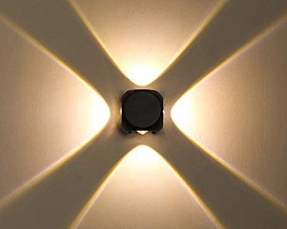 LED Wall Light 4 Way Splitter Warm White Aluminium IP-65 Rainproof 240V