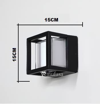 LED Wall Light 12W Waterproof Modern Outdoor Lighting Aluminium Square 6 Inch Warm White