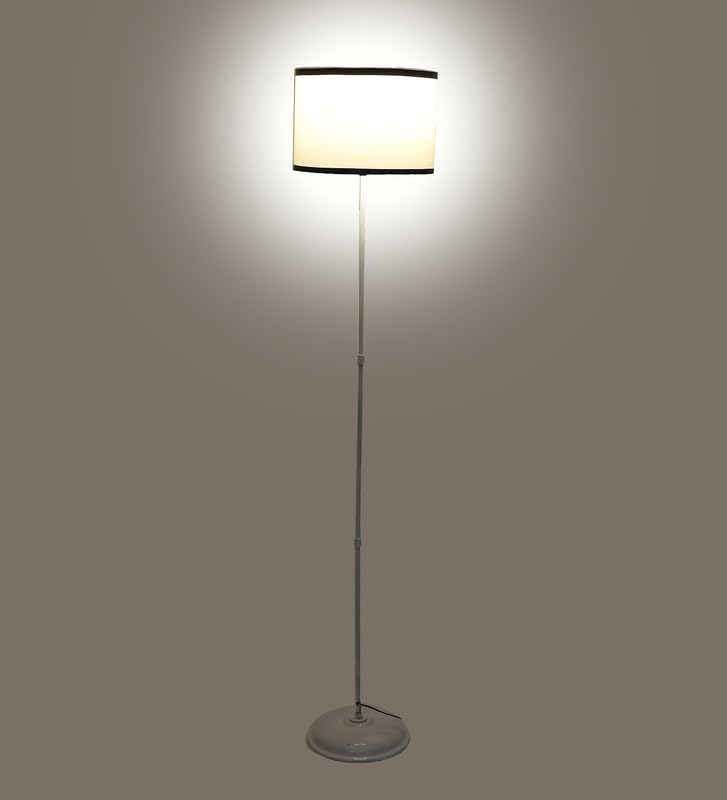 Metal Floor Lamp - Foldable Design - Black Stripe Shade - Adjustable Light - Modern Home Decor