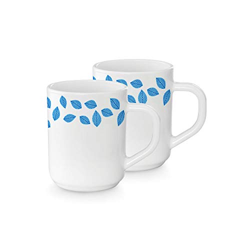 Coffee Mug Set - Elegant Design - Opalware - White - 240 ML - 2 Pieces