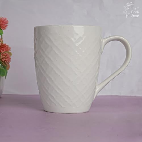 Coffee Mug Set of 6 Ceramic White Mugs - Microwave Safe, Handcrafted