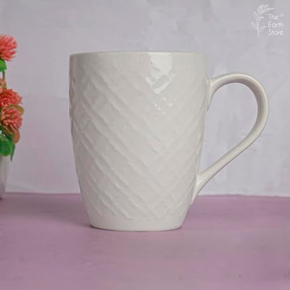 Coffee Mug Set of 6 Ceramic White Mugs - Microwave Safe, Handcrafted