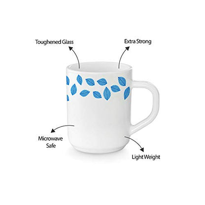 Coffee Mug Set - Elegant Design - Opalware - White - 240 ML - 2 Pieces
