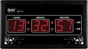 Digital Wall Clock with Red LED Display - 33 cm x 16 cm x 3 cm - Glass - Battery and Electric Powered