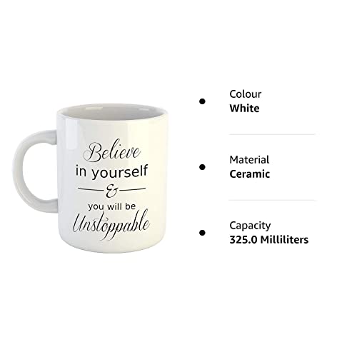 Coffee Mug Inspirational Quotes Ceramic White 325ml