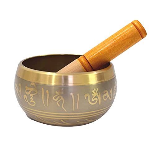 Singing Bowl | Tibetan Buddhist Meditation Instrument | Yellow | Music Therapy | 15 cm