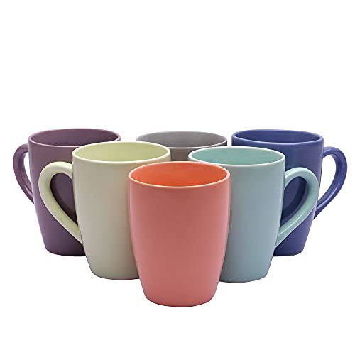 Coffee Mug Set of 6, Pastel Assorted Color, 250 ml, Ceramic, Minimalist Design
