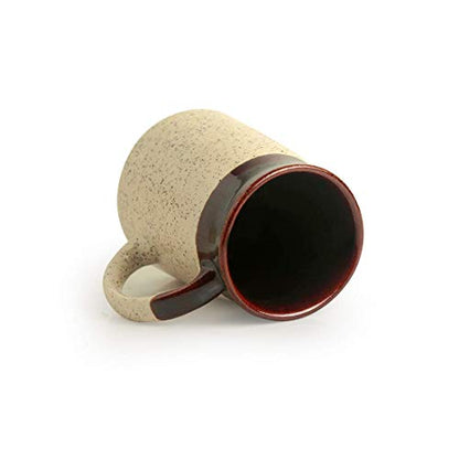 Coffee Mug Set of 2, Handglazed Ceramic, Dark Brown and Cream, 320ml