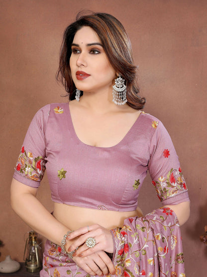 Teeya Creation New Latest Party Wear Lucknowi Soft Silk Saree-Beige