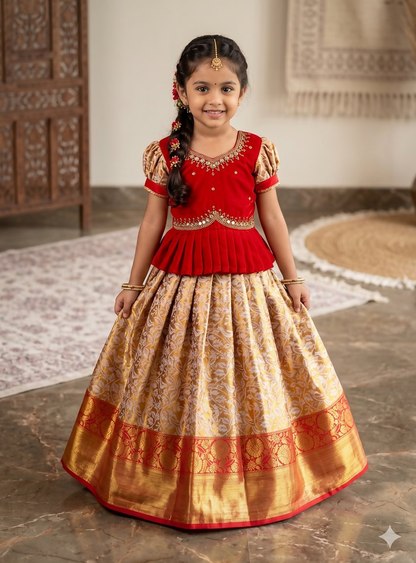 Teeya Creation New Trendy Lehenga Choli Set For Girls-Red