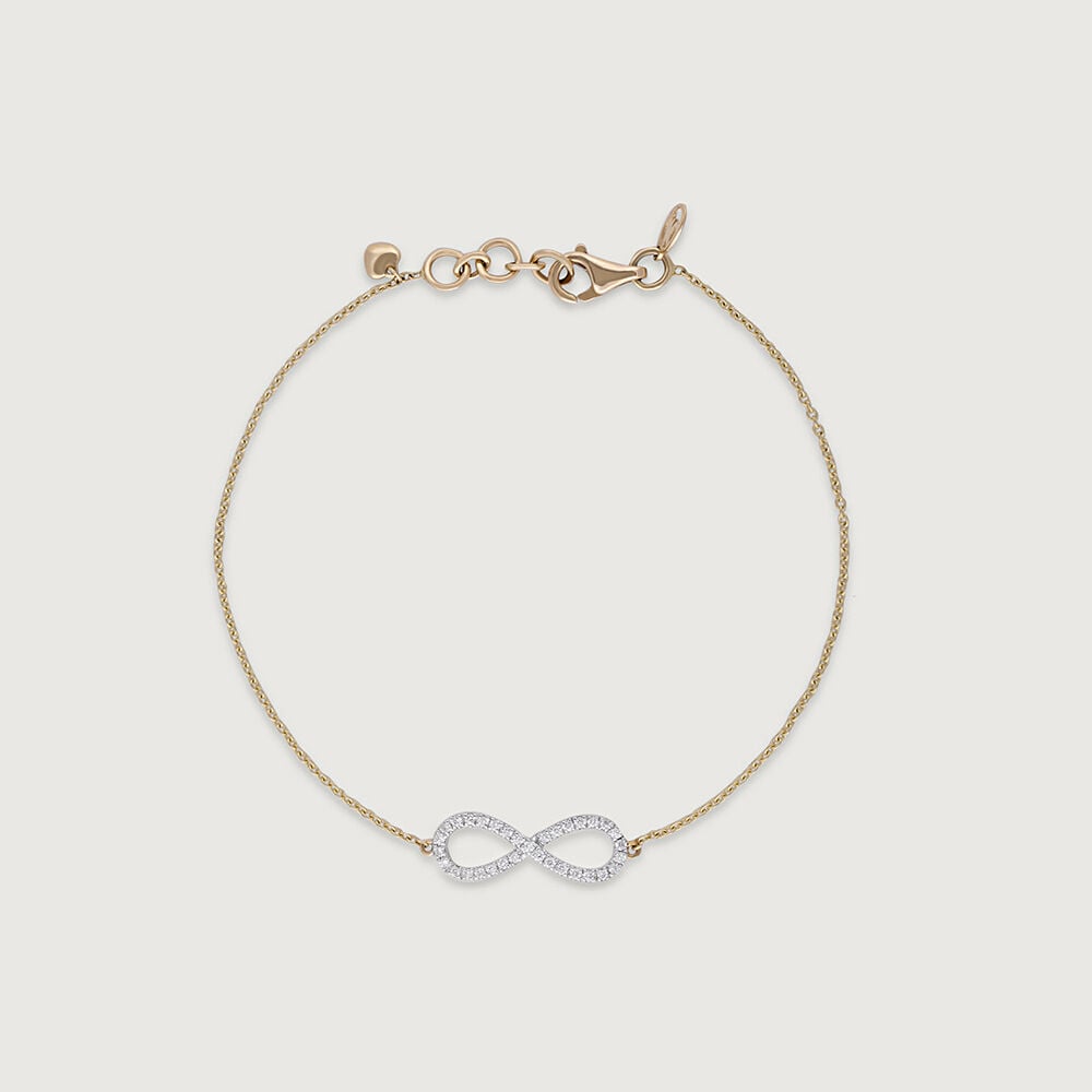 Infinity Elegance Diamond & Gold Bracelet in 14K Yellow Gold, 0.157 ct