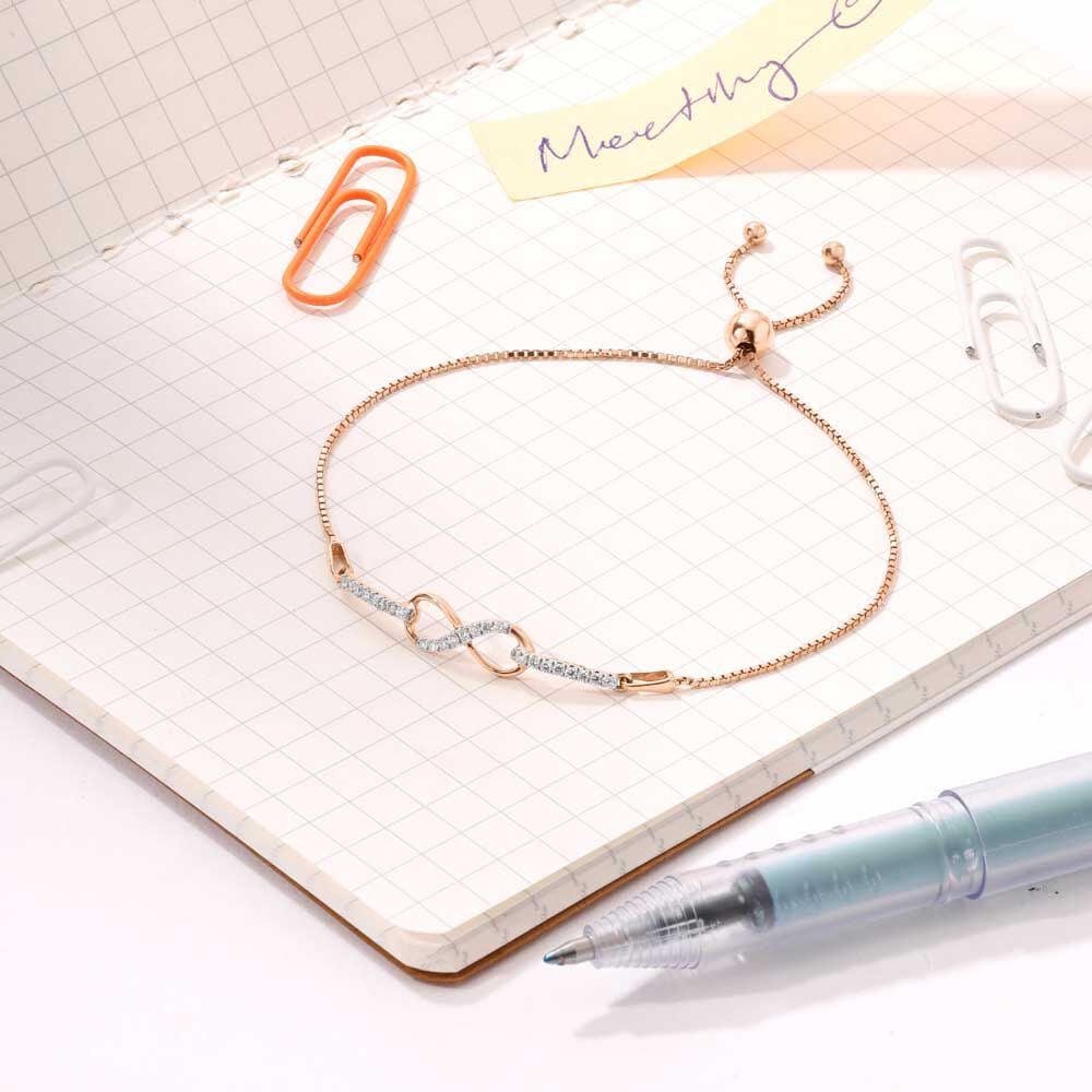 Dainty Forever Diamond Bracelet in 14K Rose Gold, 0.145 ct