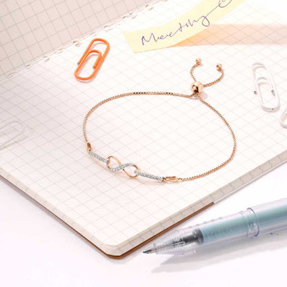 Dainty Forever Diamond Bracelet in 14K Rose Gold, 0.145 ct