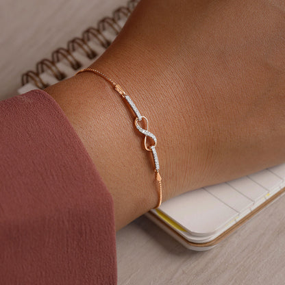 Dainty Forever Diamond Bracelet in 14K Rose Gold, 0.145 ct