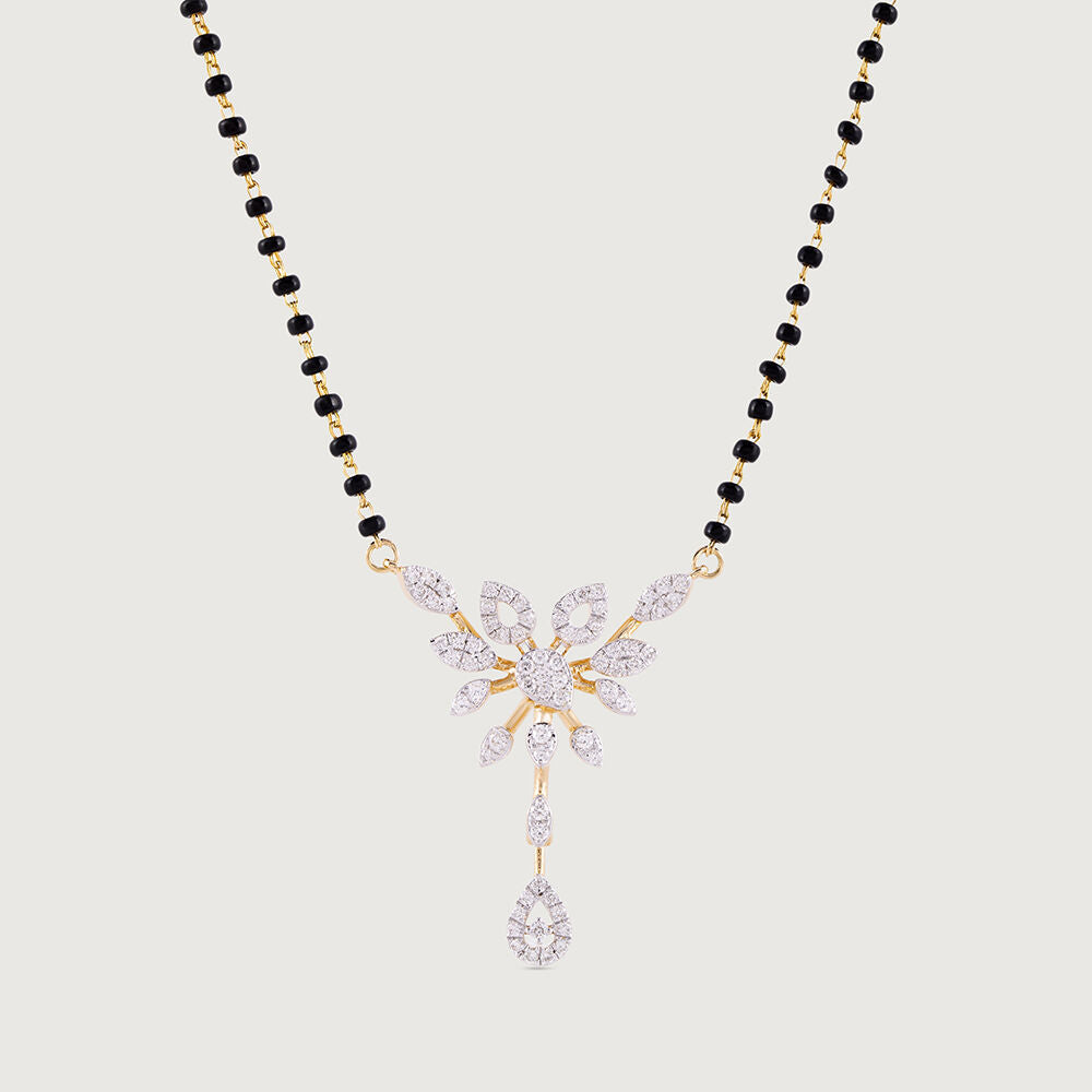 Floral Cascade Gold and Diamond Mangalsutra in 18K Yellow Gold, 0.52 ct