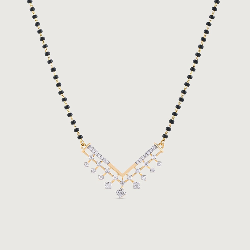 Glistening Fringe Gold and Diamond Mangalsutra in 18K Yellow Gold, 0.388 ct