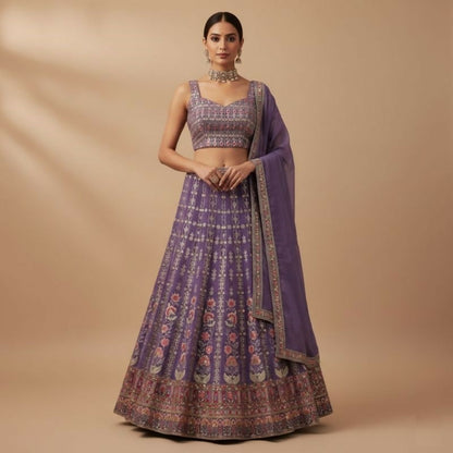 Lehenga Mart Lavender Faux Georgette Designer Bollywood Style Wedding Wear Lehenga Choli