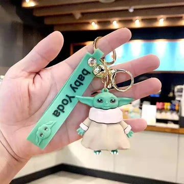 Star Wars | Baby Yoda Mother Keychain | 3D Lanyard Keychain | Silicone |