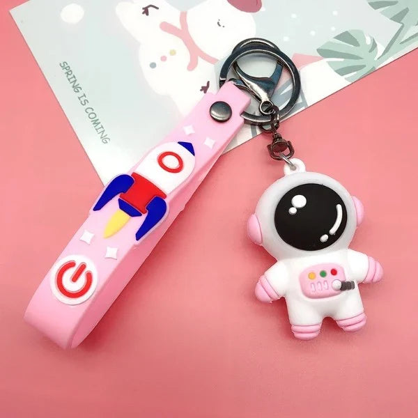 Astronaut Model B Pink | 3D Lanyard Keychain | Silicone