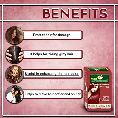 VedicAyurveda Henna Based Hair Colour, burgundy and Chestnut Brown