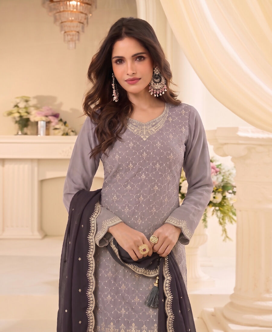 KC Designer Beige 3 Piece Salwar Suit For Women Indian Wear