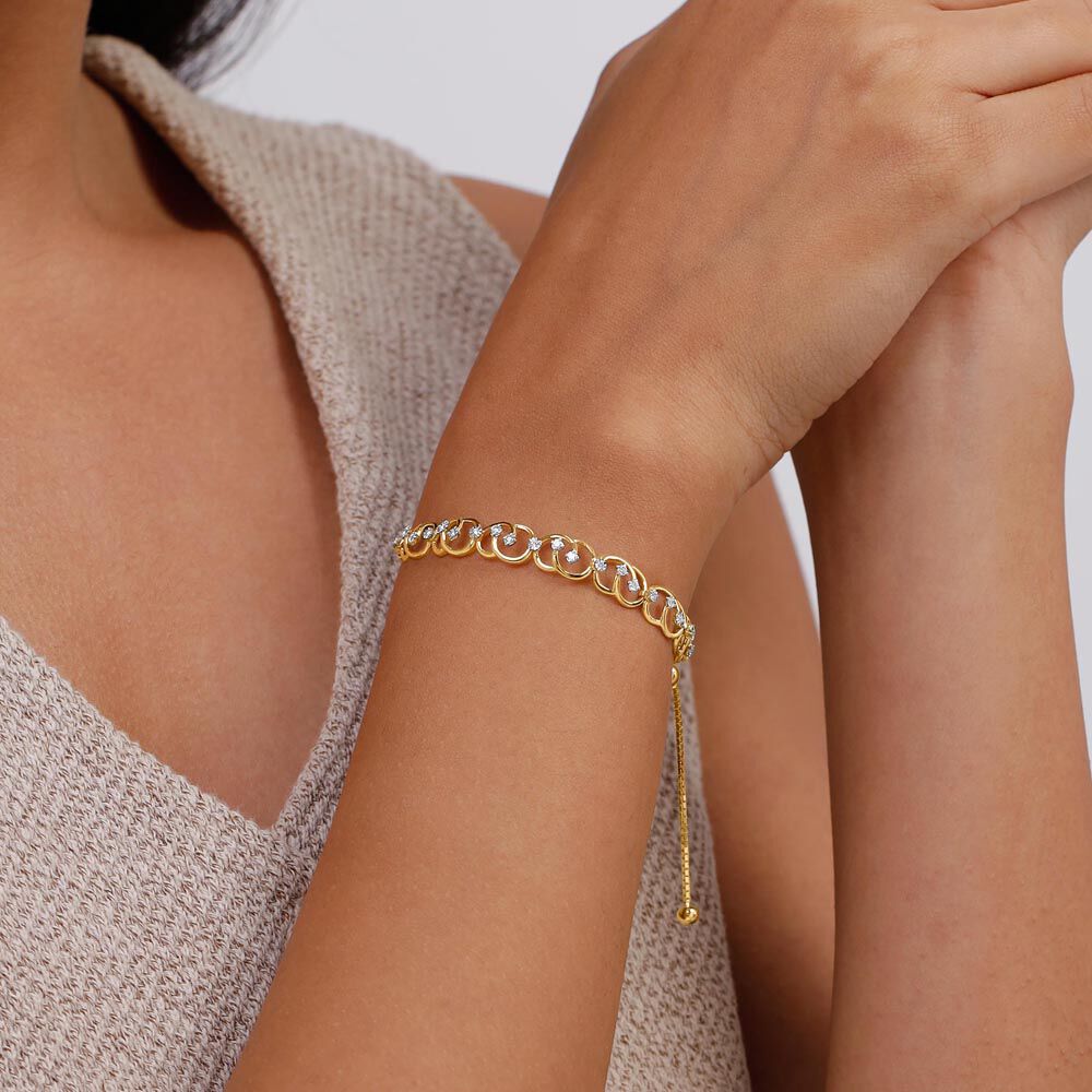Graceful Curve Diamond Bracelet in 14K Yellow Gold, 0.32 ct