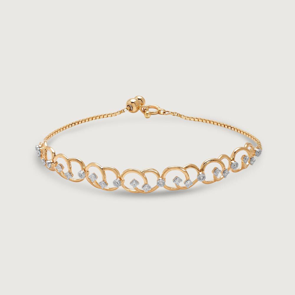 Graceful Curve Diamond Bracelet in 14K Yellow Gold, 0.32 ct