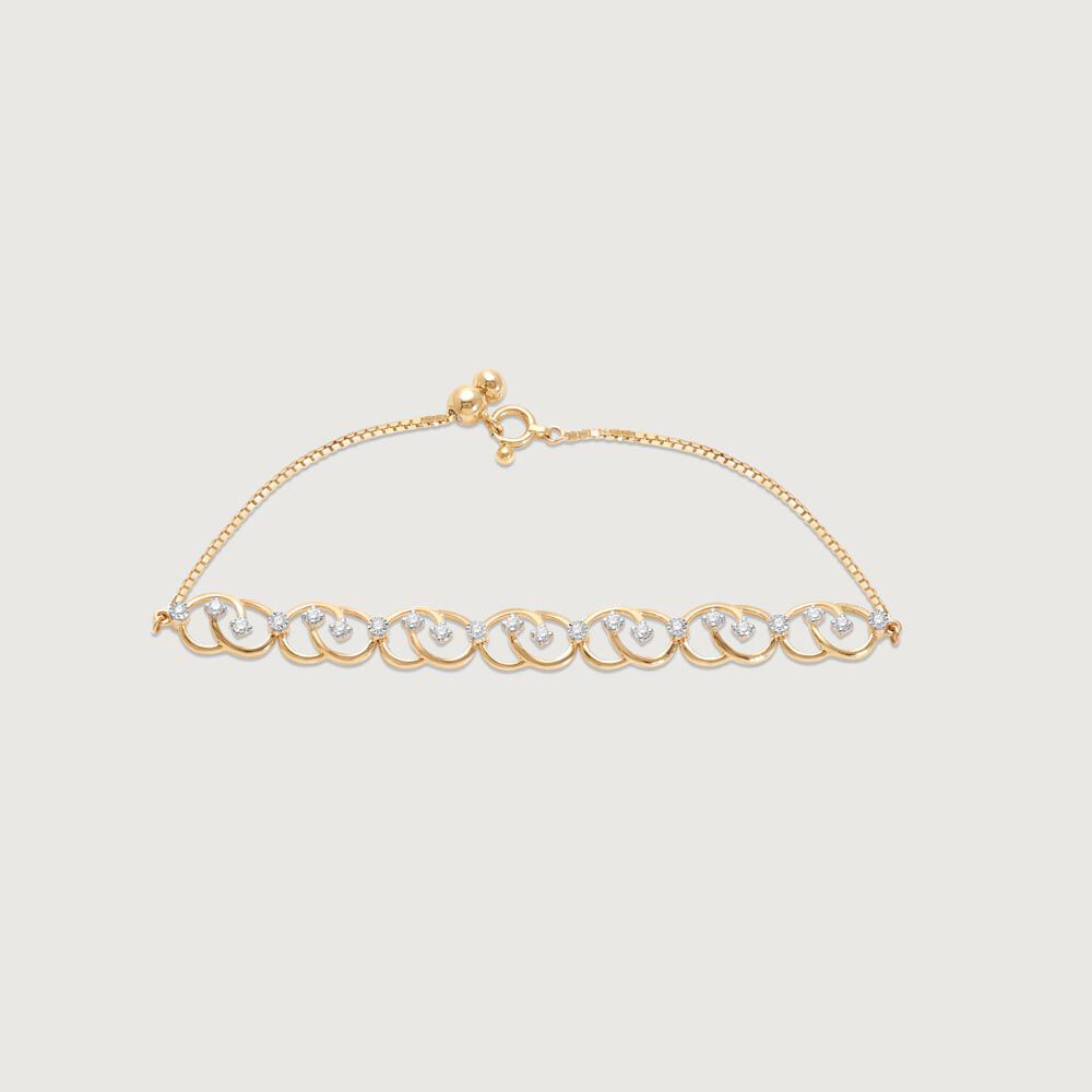 Graceful Curve Diamond Bracelet in 14K Yellow Gold, 0.32 ct