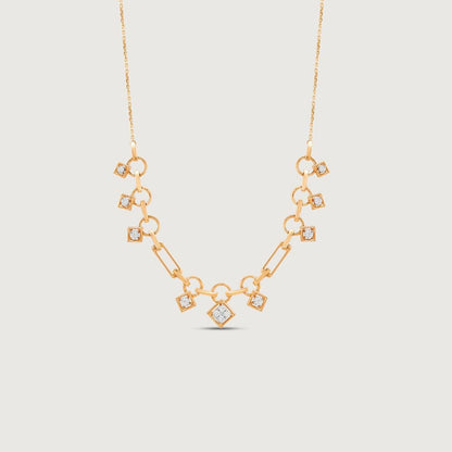 Geometric Charm Diamond Necklace in 14K Yellow Gold, 0.201 ct