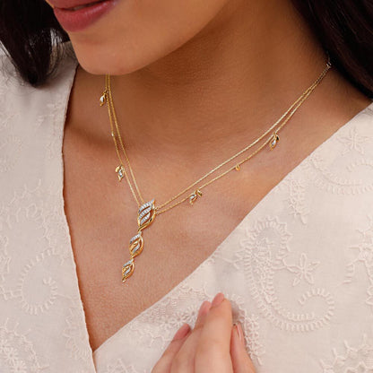 Twirling Grace Diamond Necklace in 14K Yellow Gold, 0.226 ct