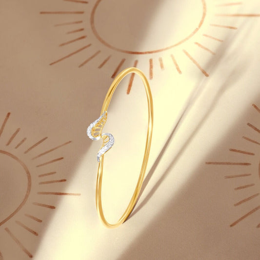 Graceful Twirl Diamond Bangle in 14K Yellow Gold, 0.069 ct