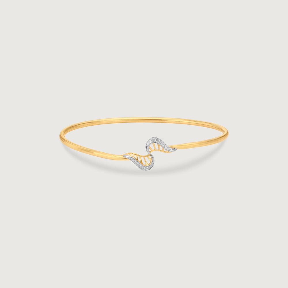 Graceful Twirl Diamond Bangle in 14K Yellow Gold, 0.069 ct