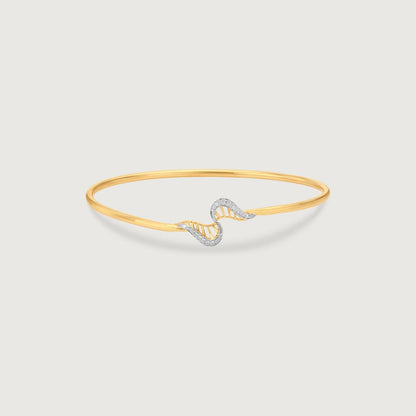 Graceful Twirl Diamond Bangle in 14K Yellow Gold, 0.069 ct